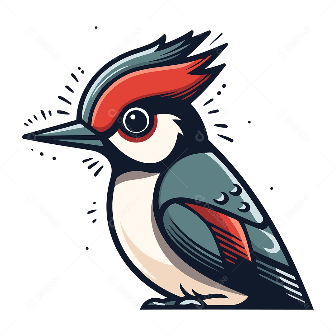 Pica Pau Fofo de Desenho Animado Ilustração Vetor EPS