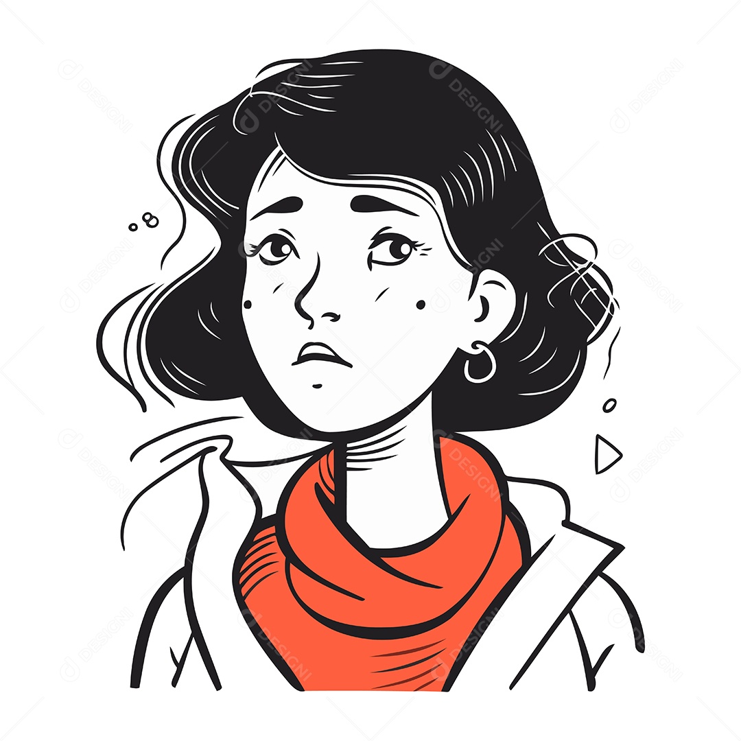 Mulher Triste de Desenho Animado Ilustração Vetor EPS