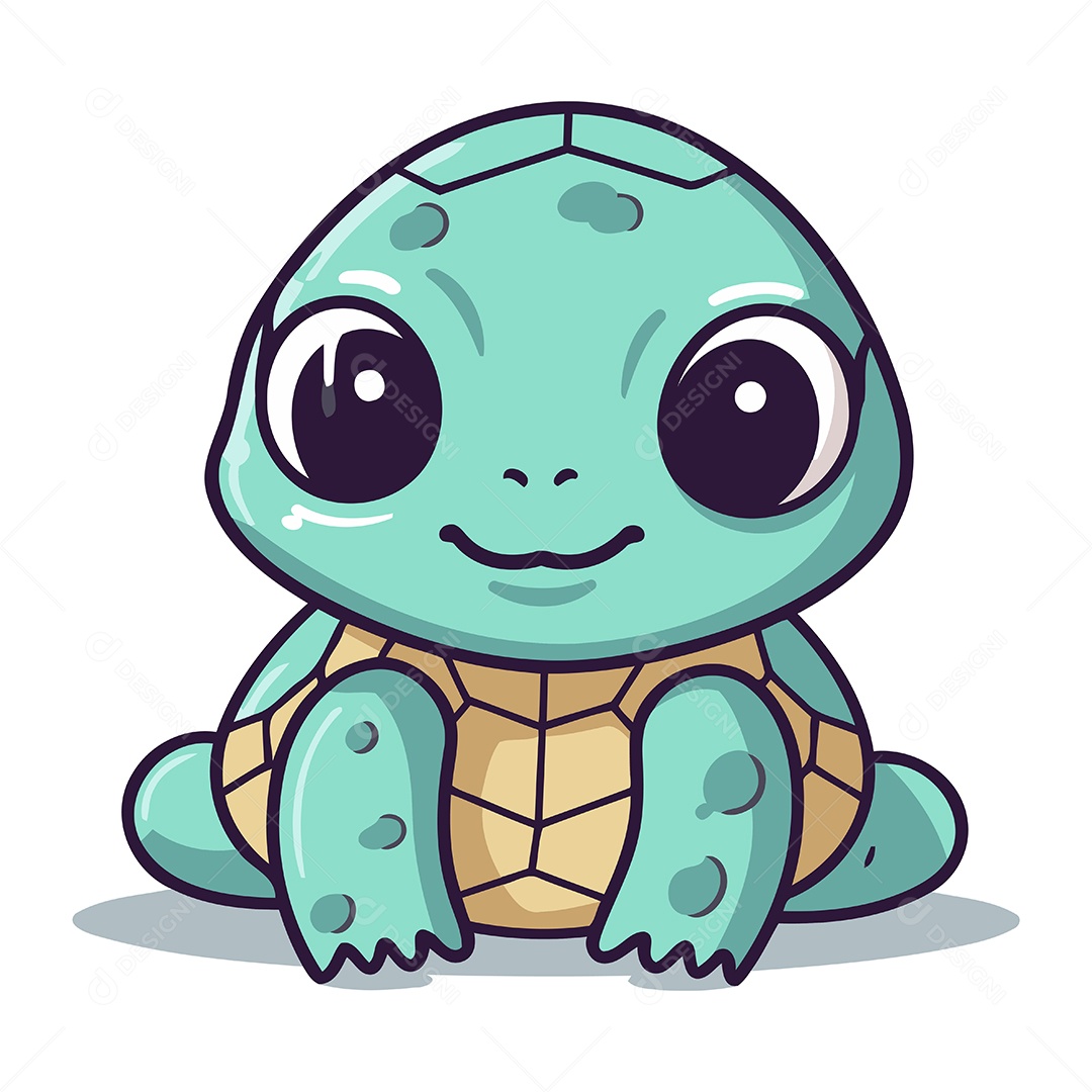 Tartaruga Fofa de Desenho Animado Ilustração Vetor EPS