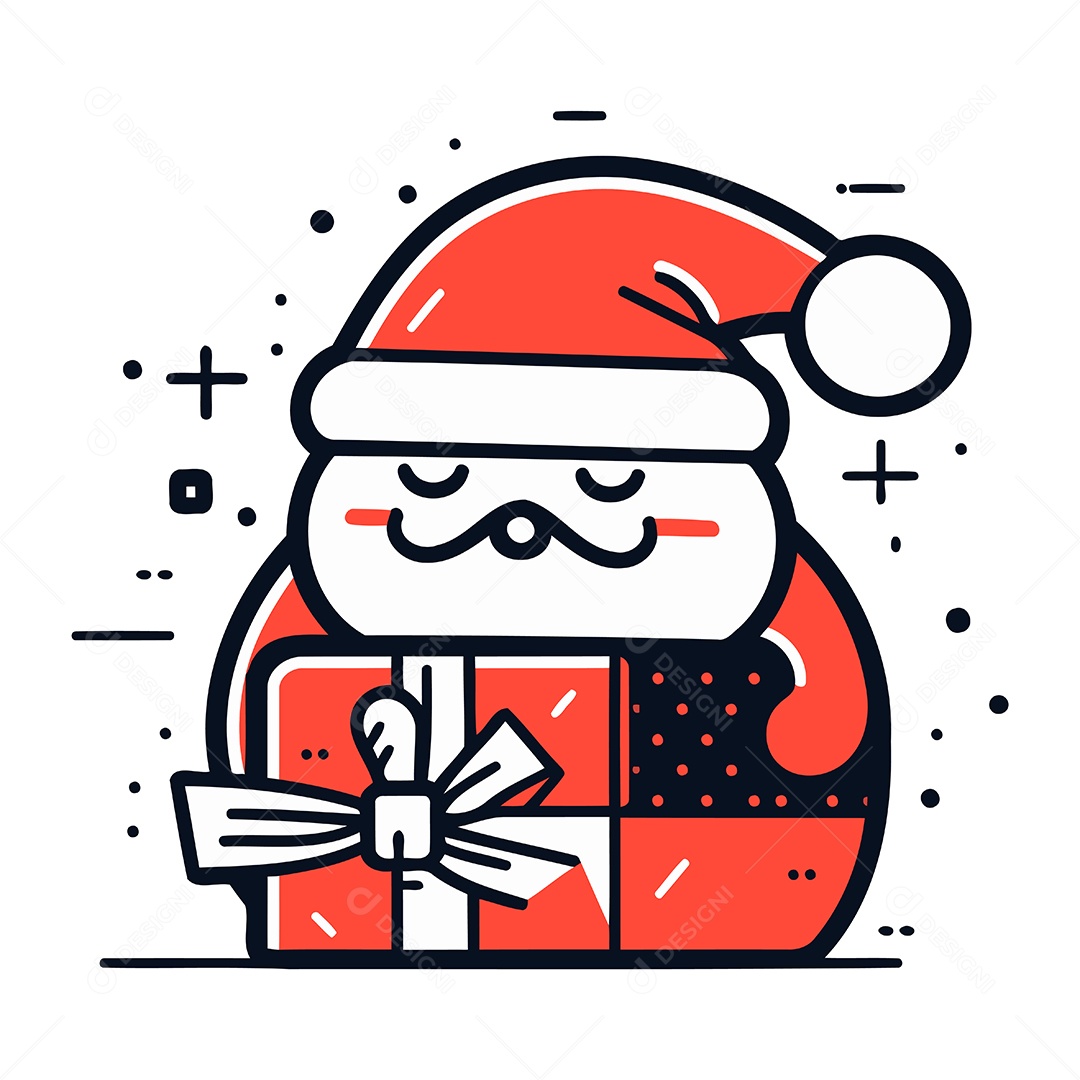 Papai Noel com Caixa de Presente Ilustração Vetor EPS