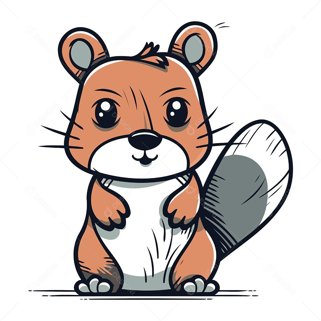 Castor Fofo de Desenho Animado Ilustração Vetor EPS
