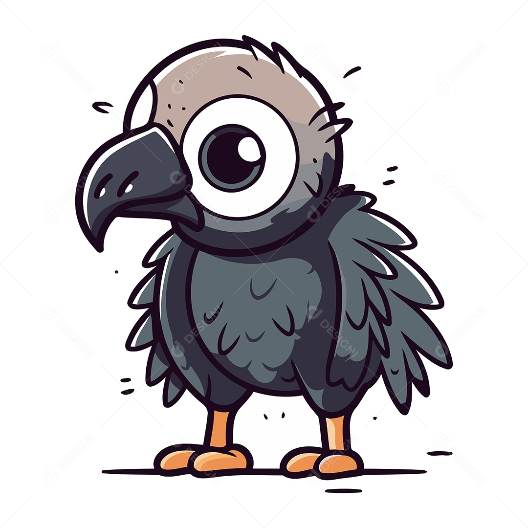 Abutre Fofo de Desenho Animado Ilustração Vetor EPS