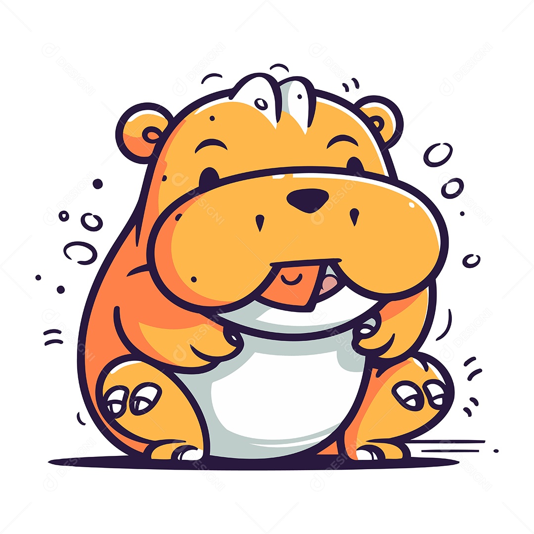 Hipopótamo de Desenho Animado Ilustração Vetor EPS