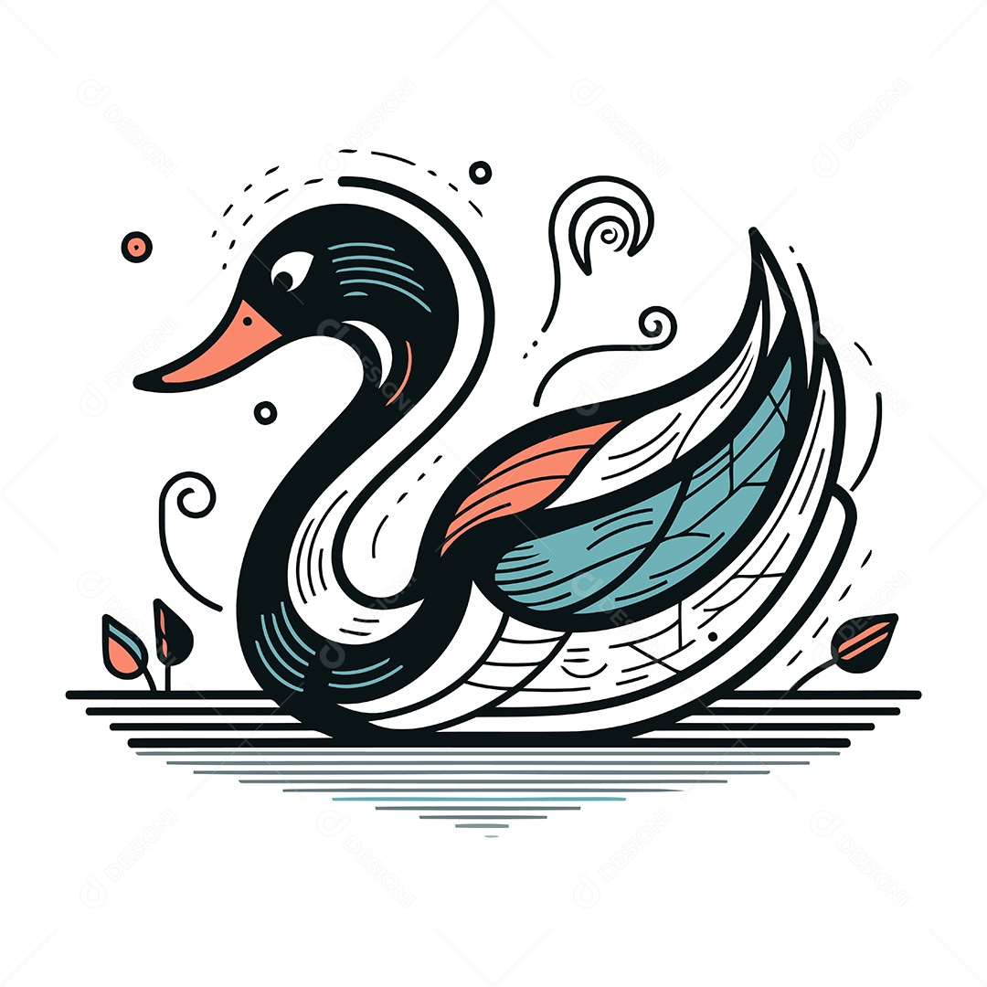 Cisne de Desenho Animado Ilustração Vetor EPS