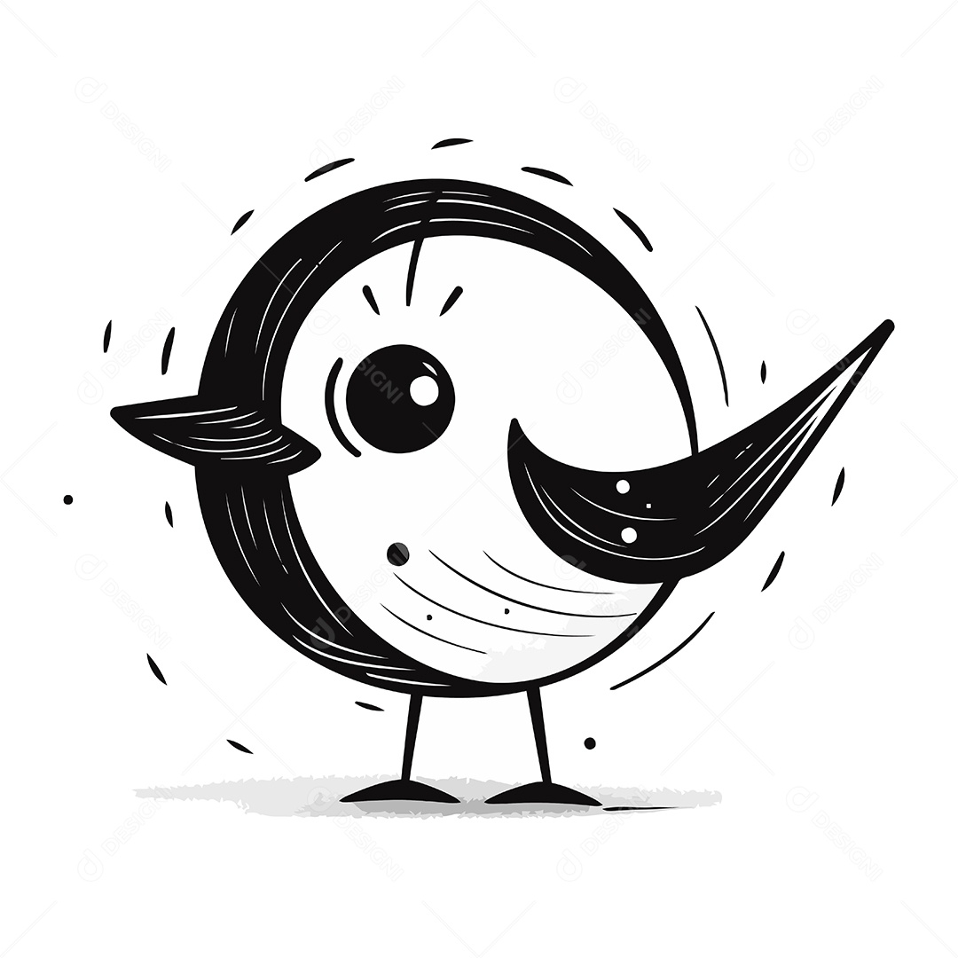 Pássaro Engraçado de Desenho Animado Ilustração Vetor EPS