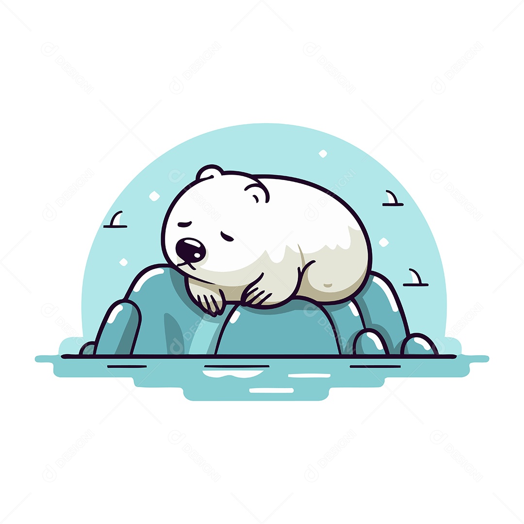 Urso Polar de Desenho Animado Ilustração Vetor EPS