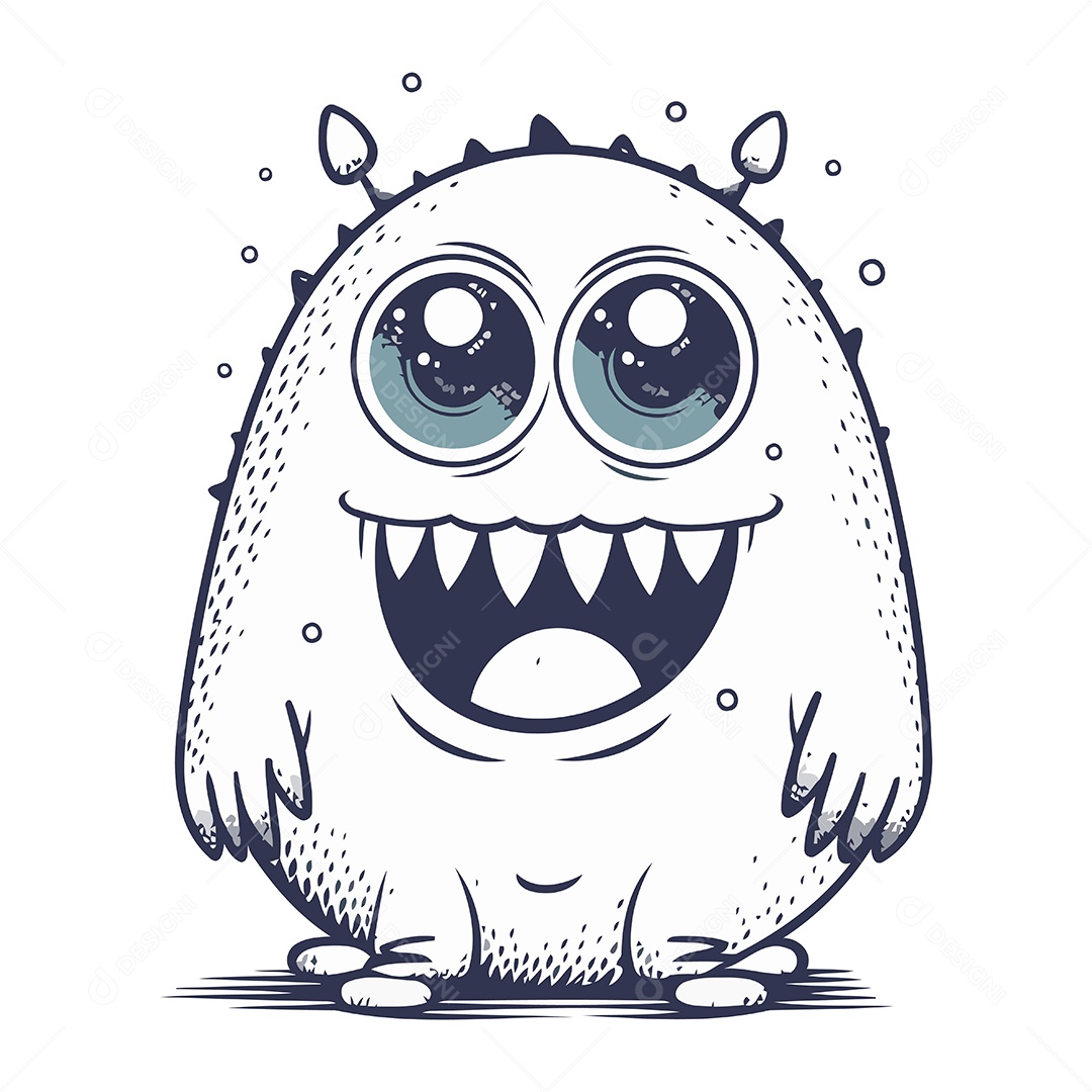 Monstro Engraçado de Desenho Animado Ilustração Vetor EPS