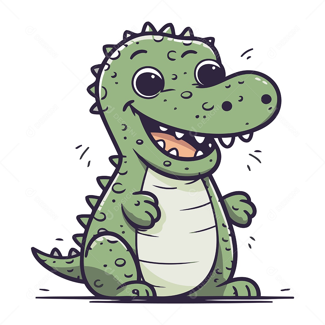Crocodilo Fofo de Desenho Animado Ilustração Vetor EPS