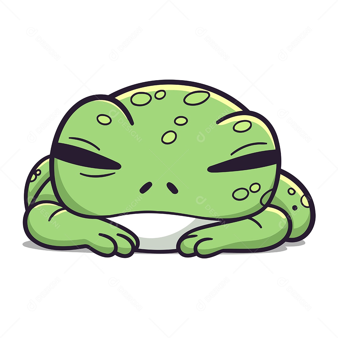 Sapo Verde Fofo de Desenho Animado Ilustração Vetor EPS