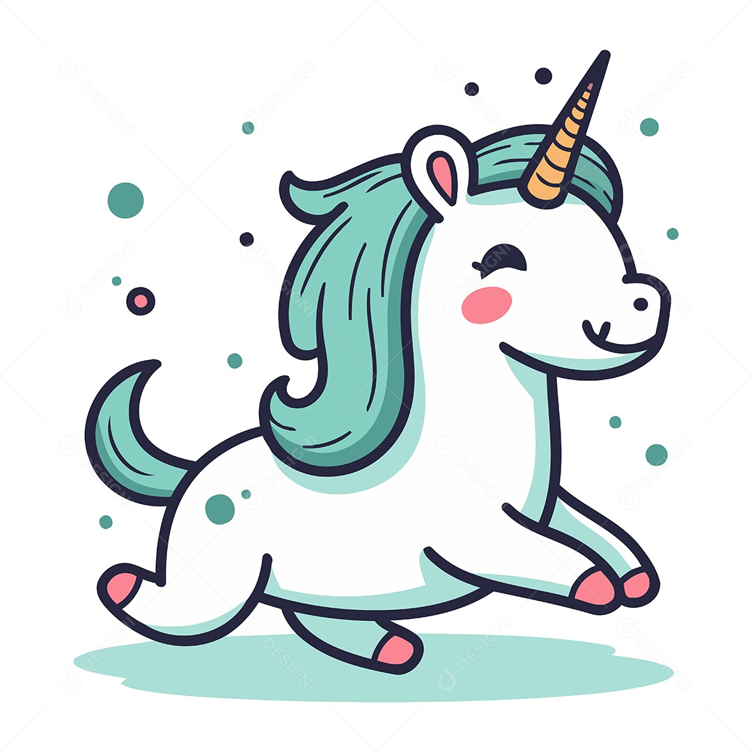 Unicórnio Fofo de Desenho Animado Ilustração Vetor EPS