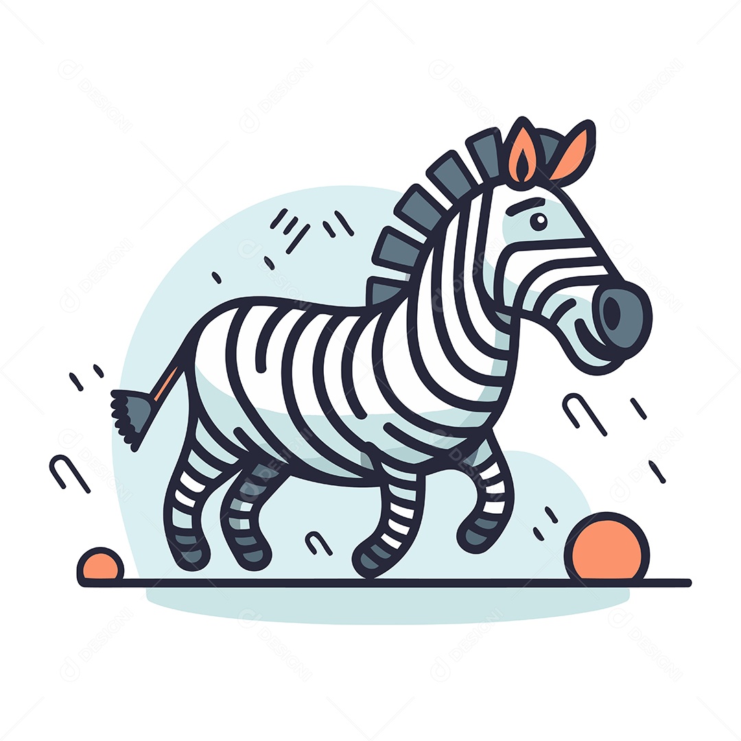 Zebra na Chuva de Desenho Animado Ilustração Vetor EPS