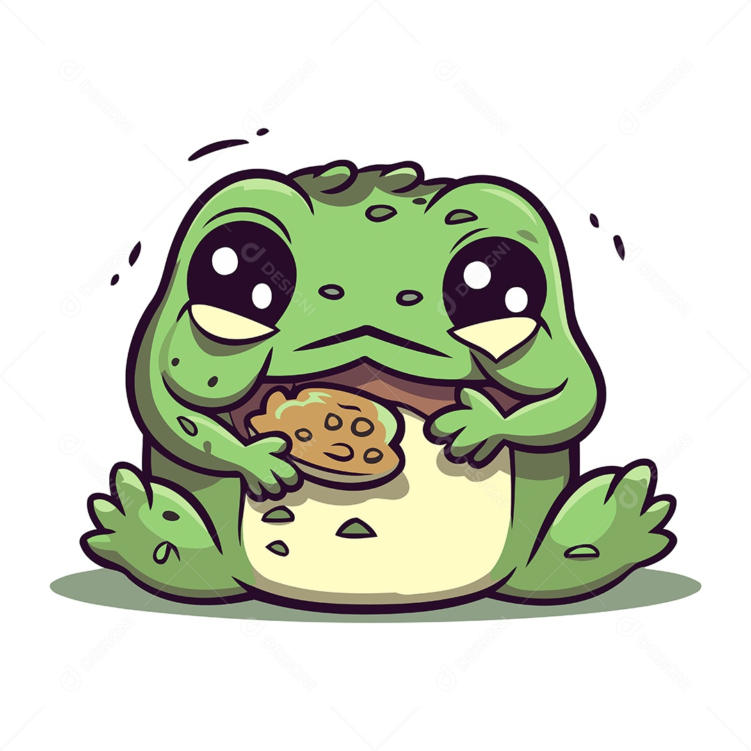 Sapo Engraçado com Biscoito Ilustração Vetor EPS