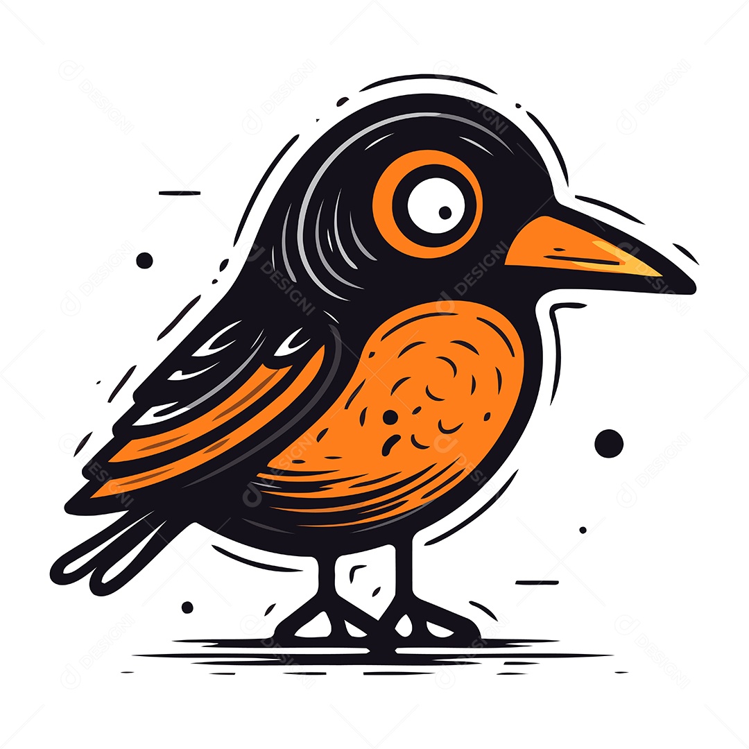 Tordo de Desenho Animado Ilustração Vetor EPS