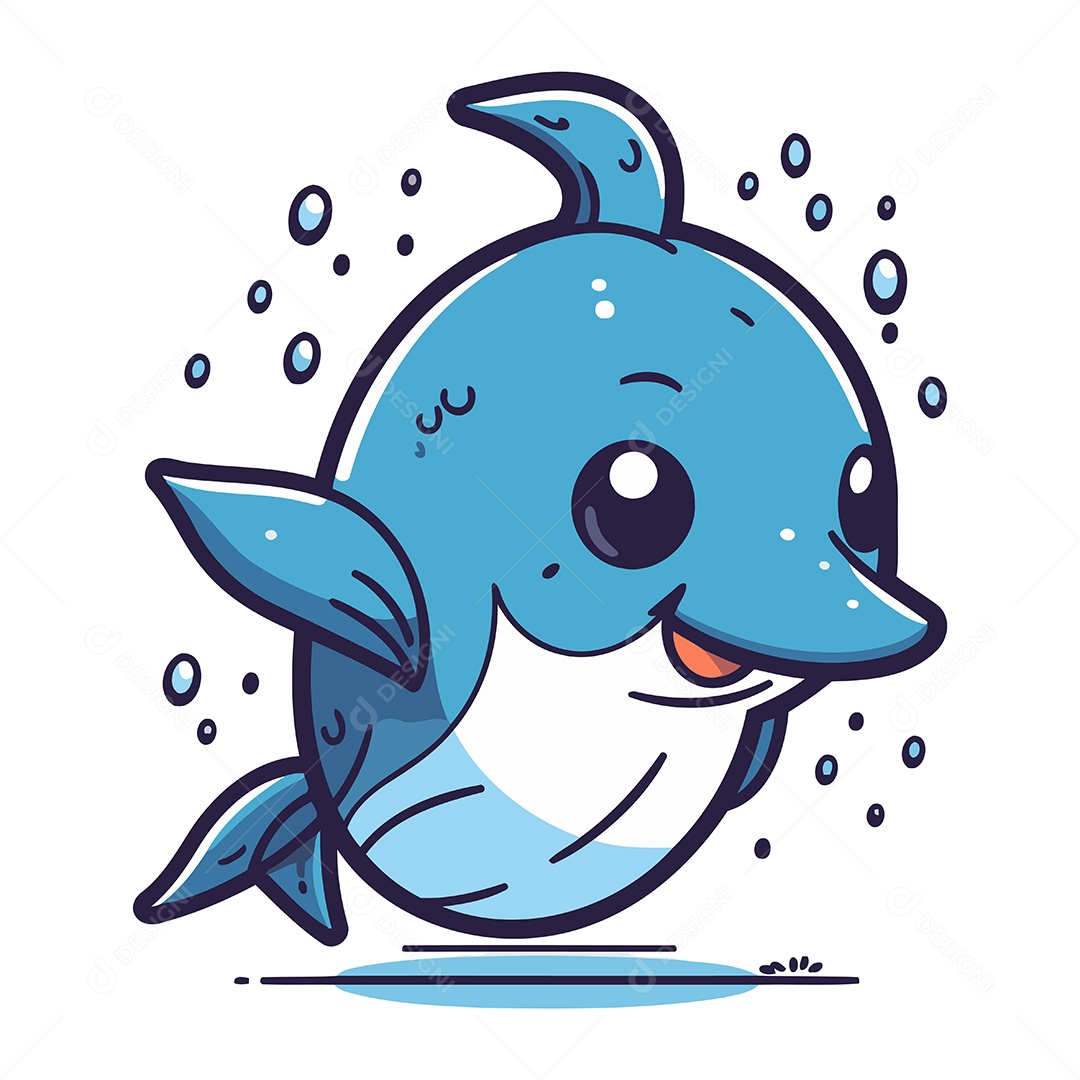 Golfinho de Desenho Animado Ilustração Vetor EPS