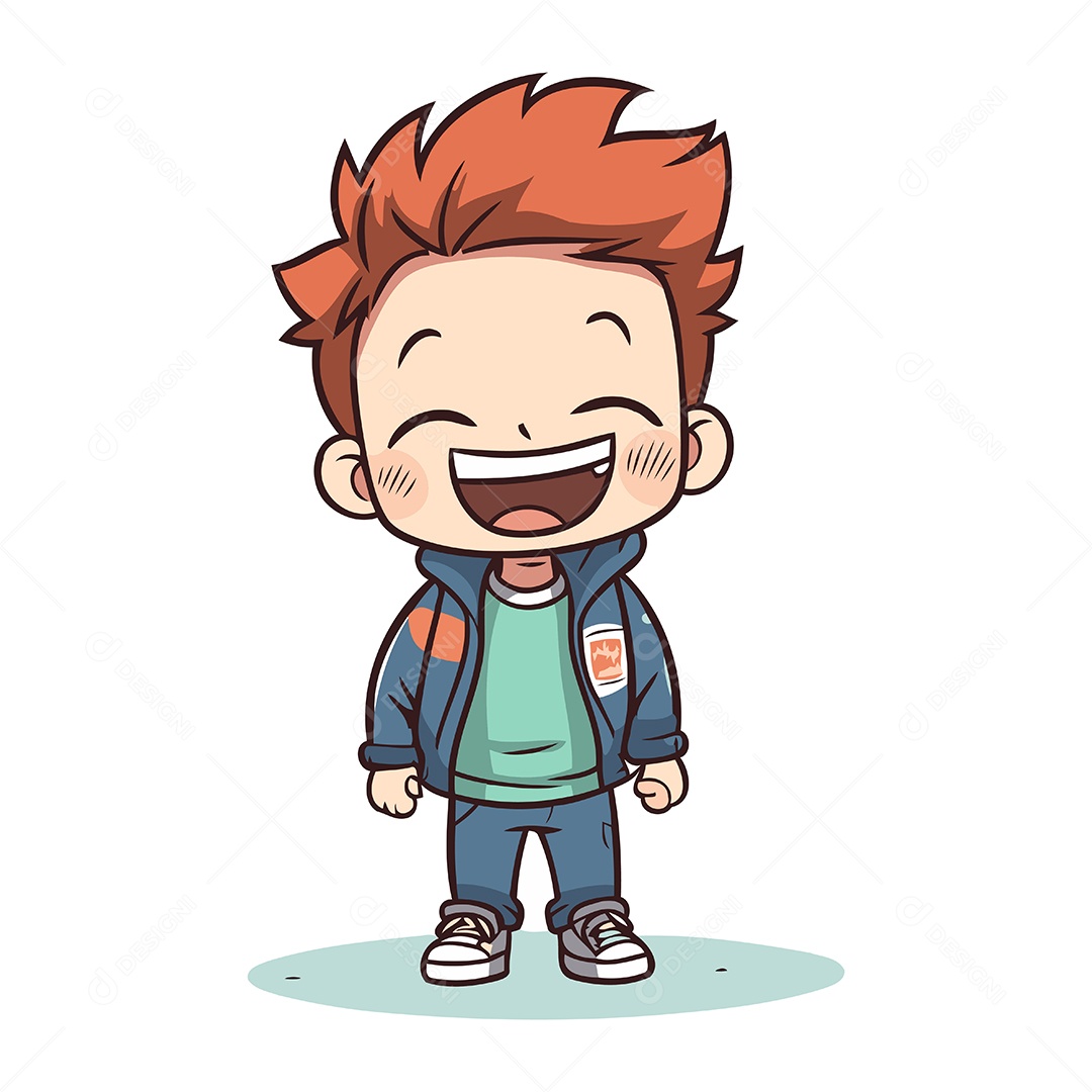 Menino Feliz Sorrindo de Desenho Animado Ilustração Vetor EPS