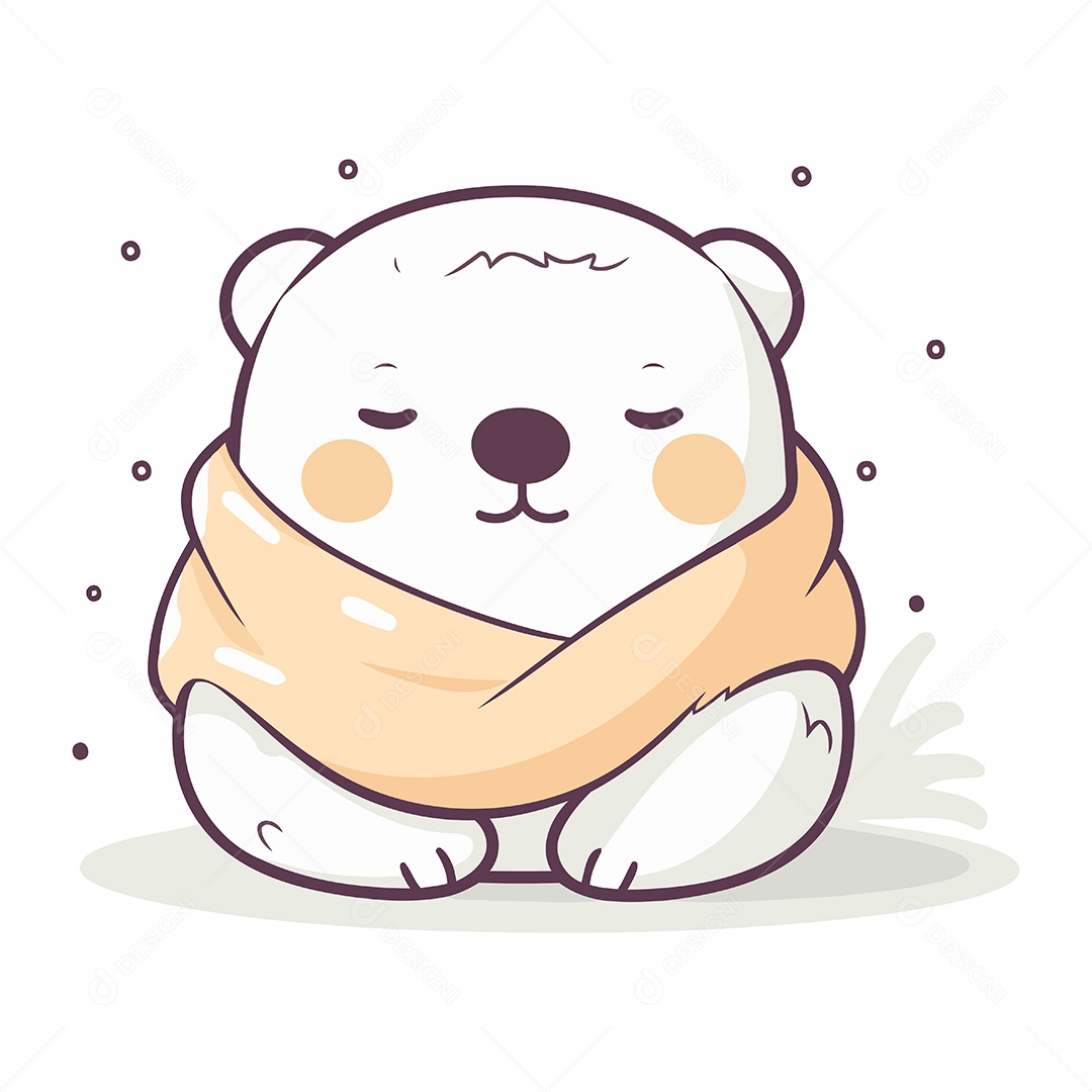 Urso Polar Fofo com Cachecol Ilustração Vetor EPS