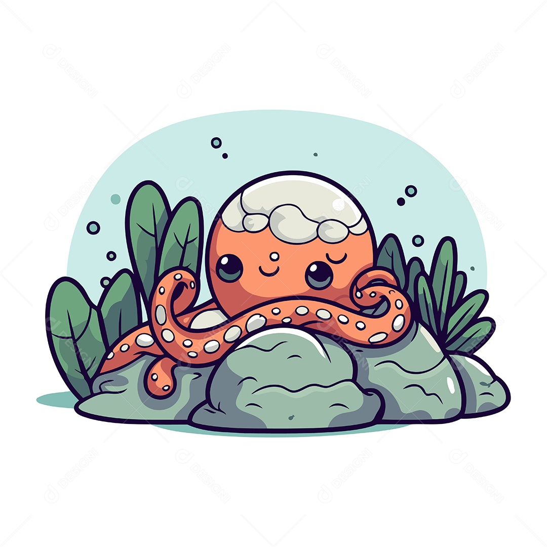 Polvo Fofo de Desenho Animado Ilustração Vetor EPS