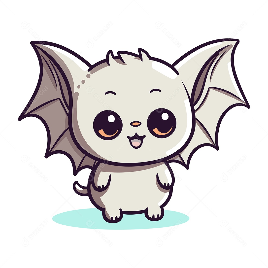 Morcego Fofo de Desenho Animado Ilustração Vetor EPS