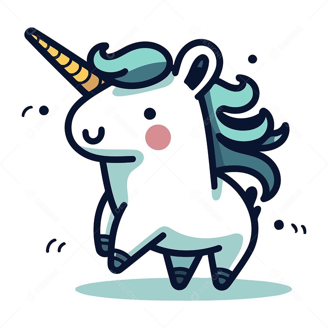 Unicórnio Fofo de Desenho Animado Ilustração Vetor EPS