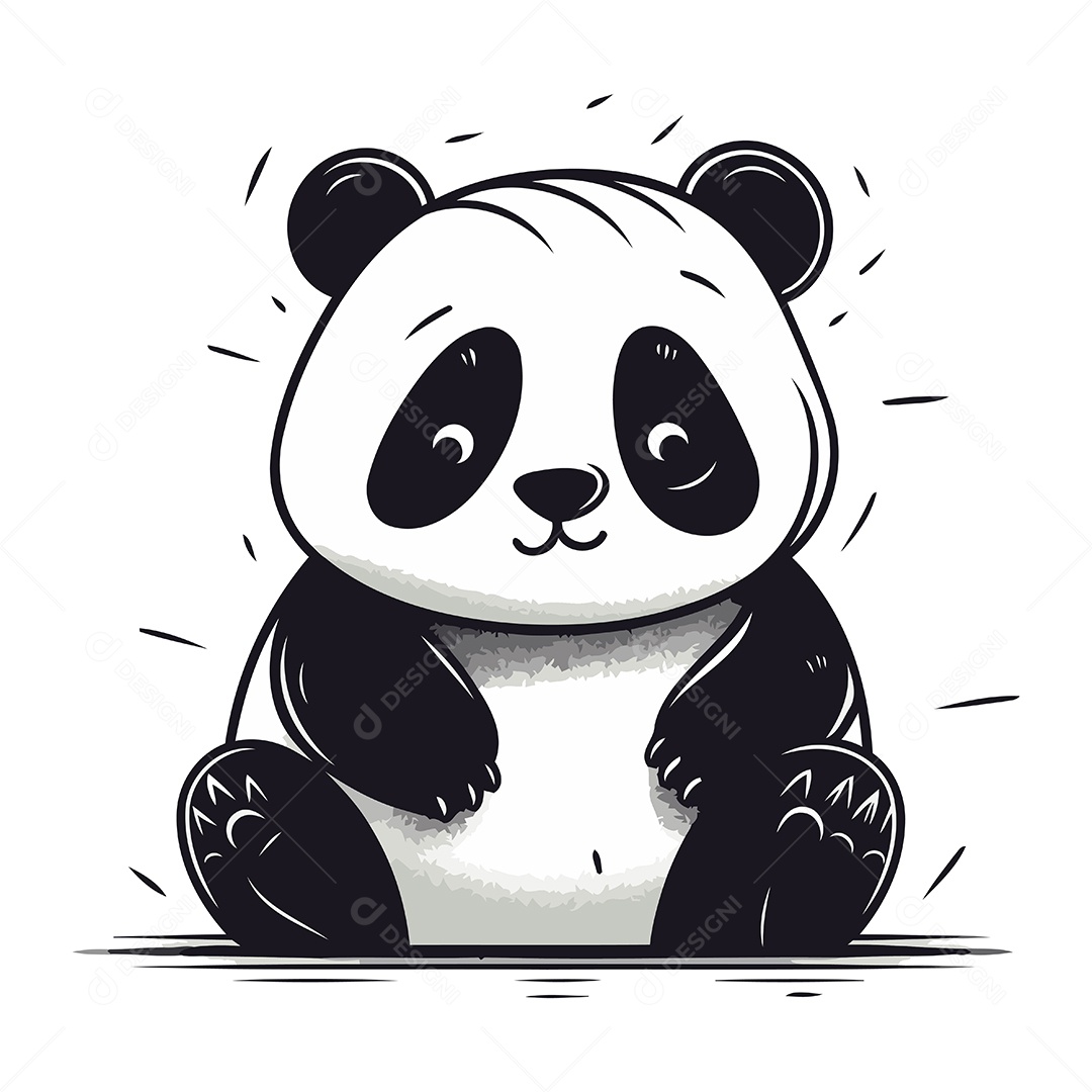 Panda Fofo de Desenho Animado Ilustração Vetor EPS
