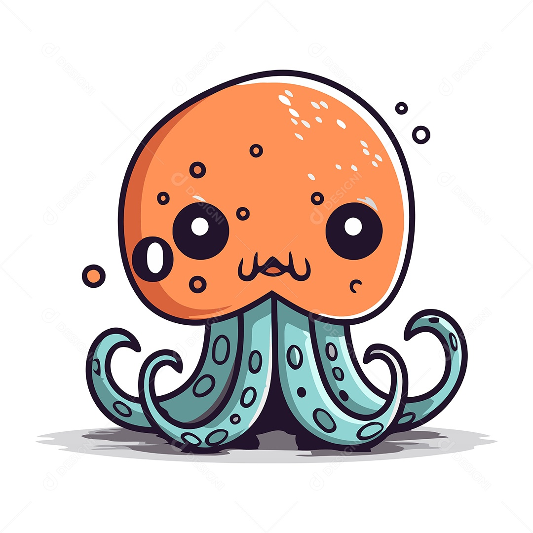 Polvo Fofo de Desenho Animado Ilustração Vetor EPS