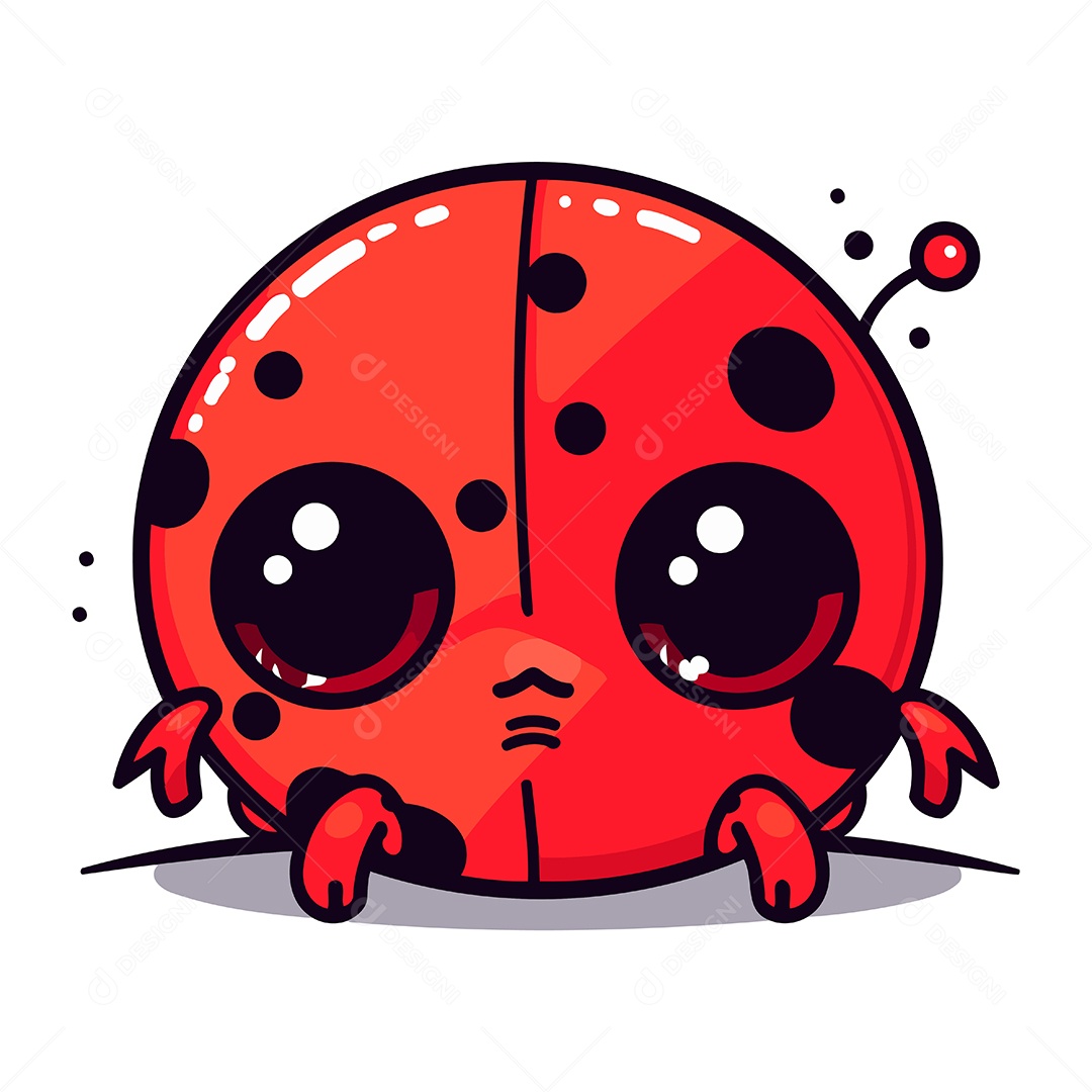 Joaninha Fofa de Desenho Animado Ilustração Vetor EPS