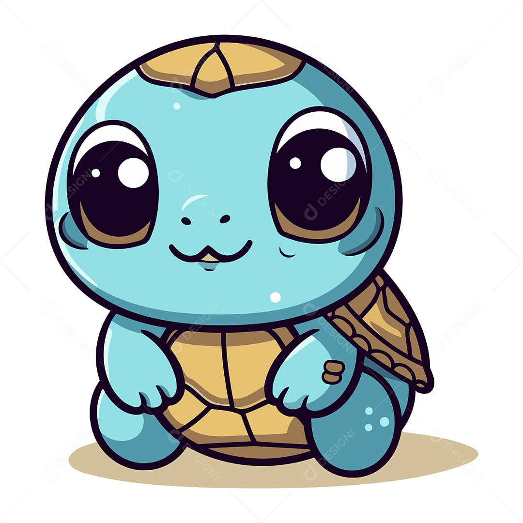 Tartaruga Bonitinha de Desenho Animado Ilustração Vetor EPS