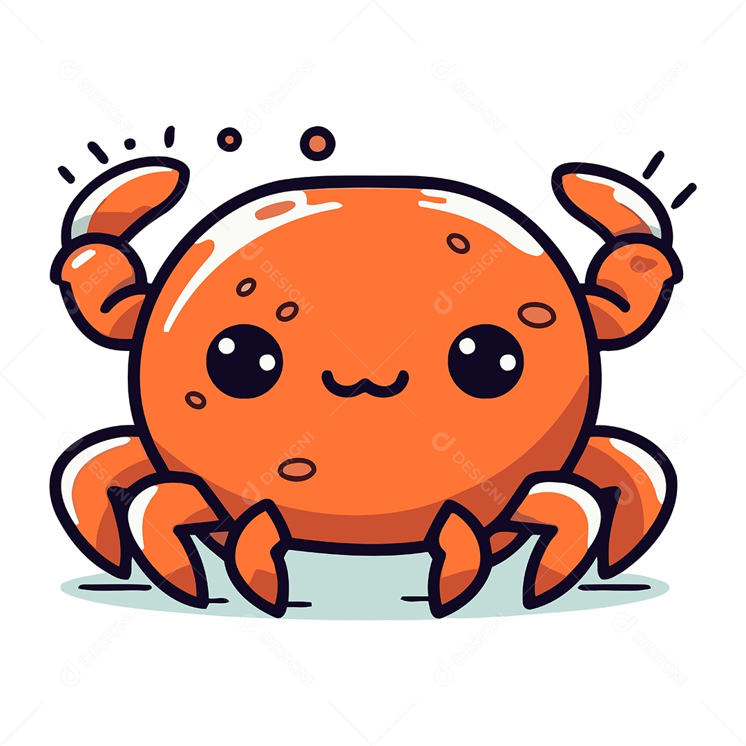 Caranguejo Fofo de Desenho Animado Ilustração Vetor EPS
