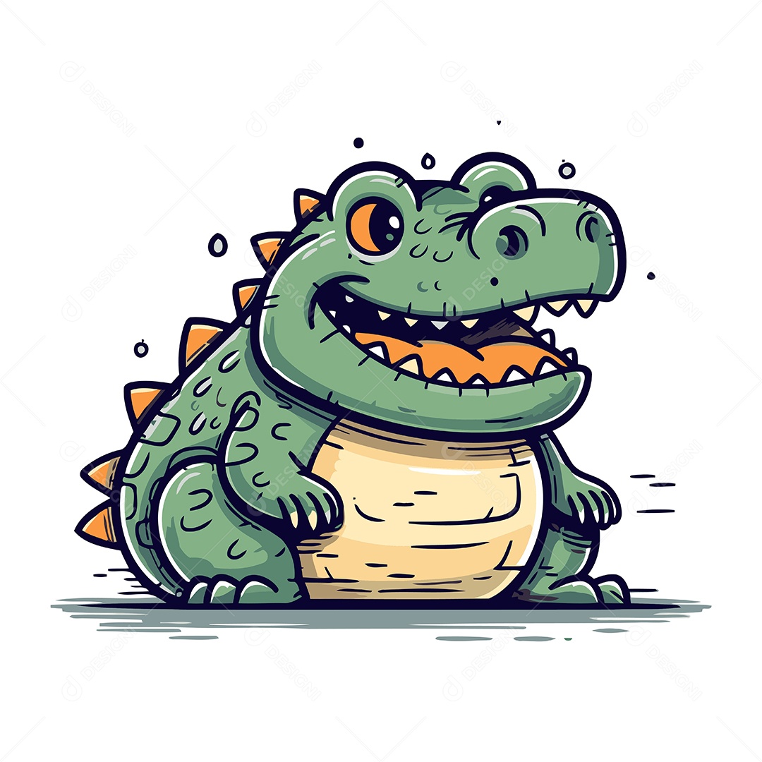 Crocodilo de Desenho Animado Ilustração Vetor EPS