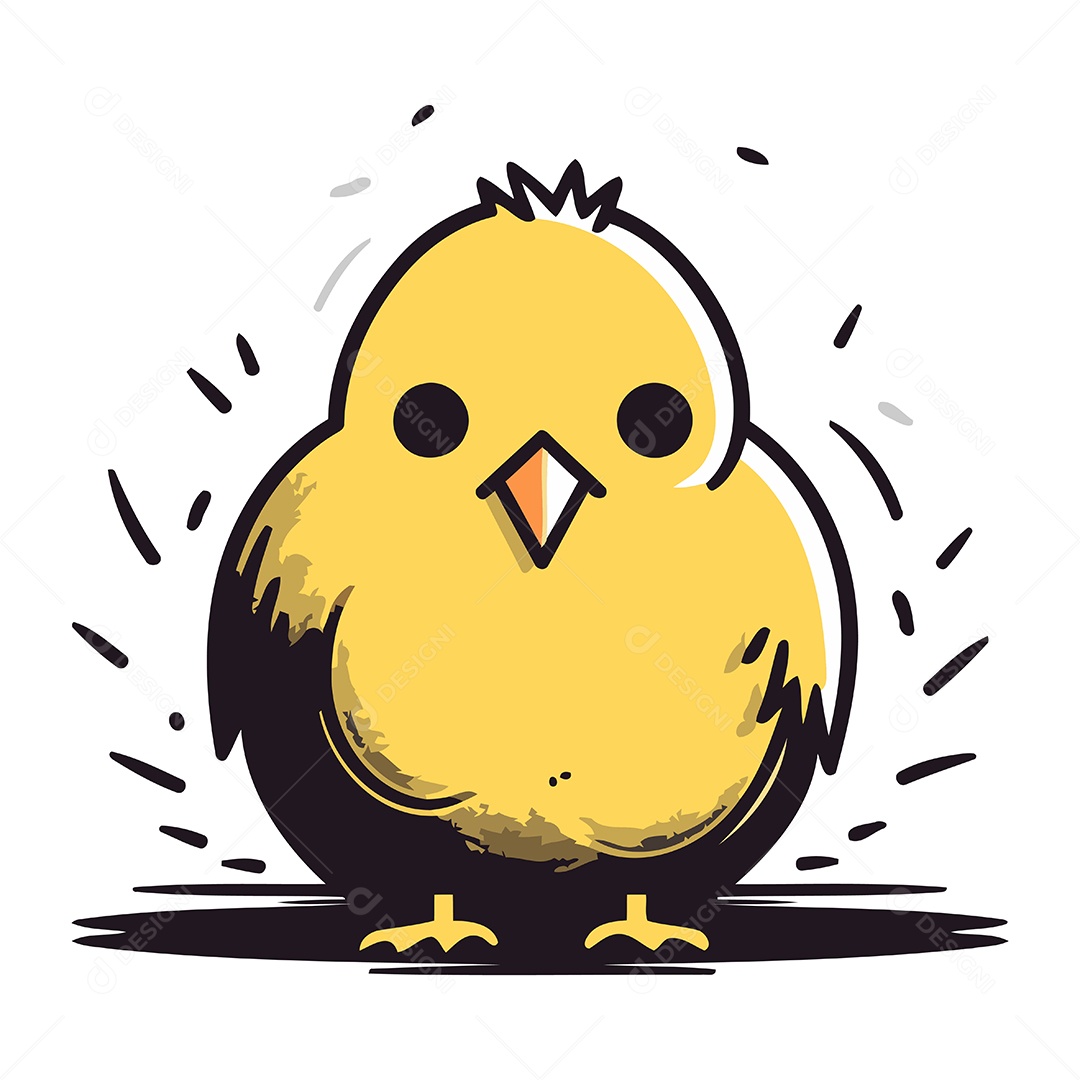 Pintinho Fofo de Desenho Animado Ilustração Vetor EPS