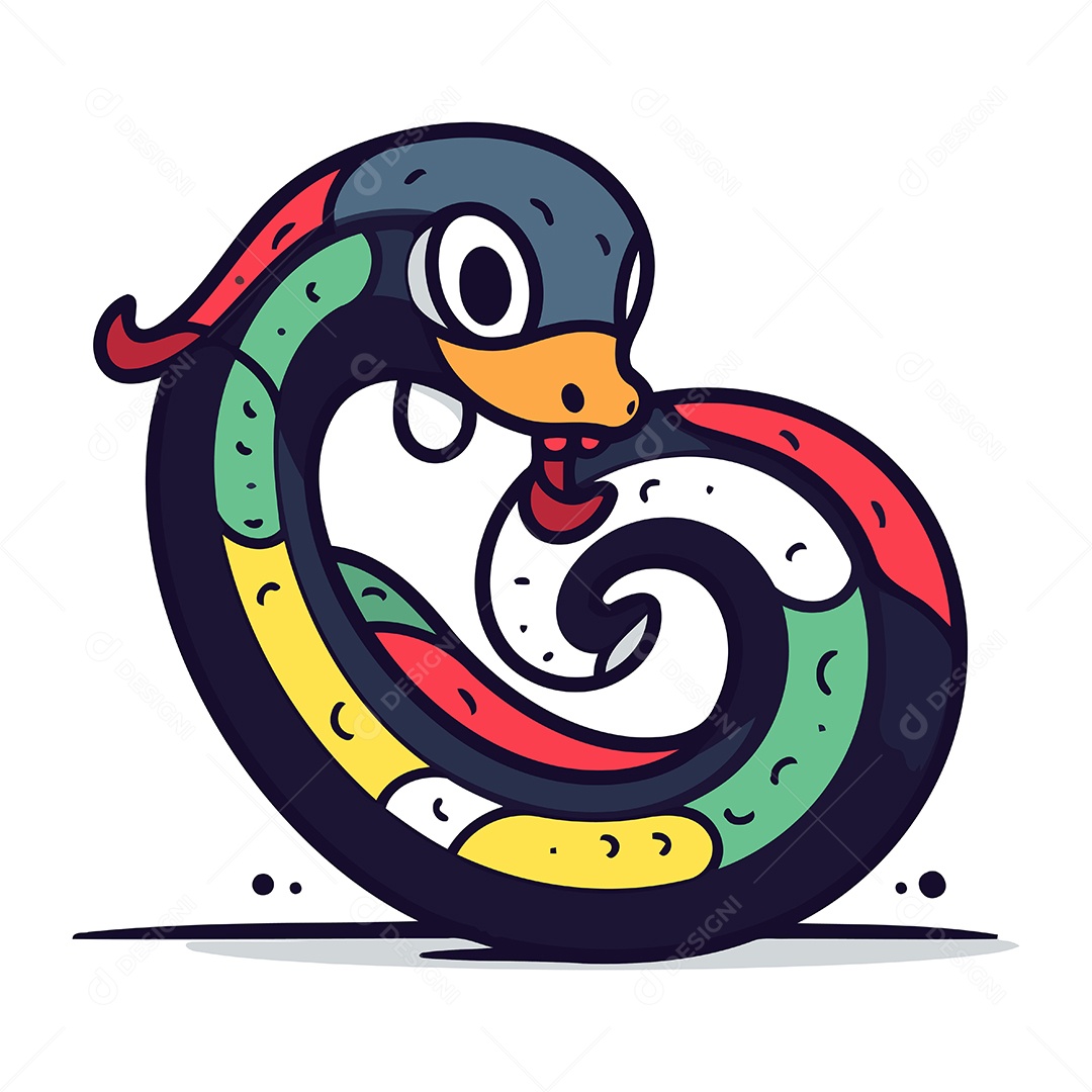 Cobra Fofa de Desenho Animado Ilustração Vetor EPS