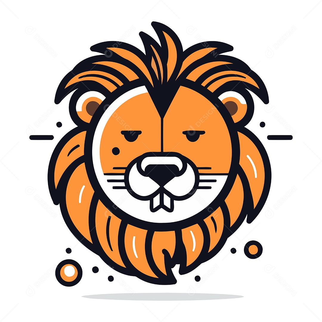 Cabeça de Leão Desenho Animado Ilustração Vetor EPS