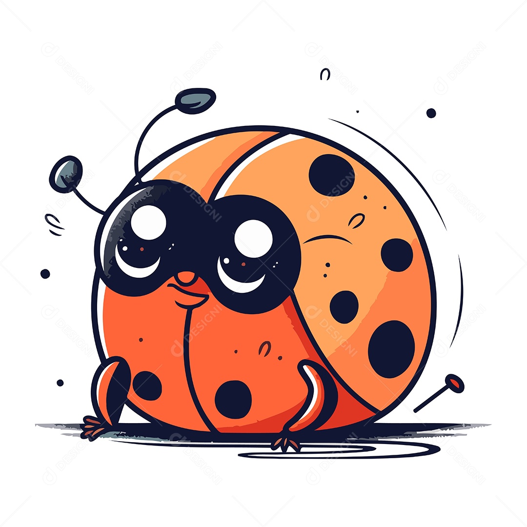 Joaninha Fofa de Desenho Animado Ilustração Vetor EPS