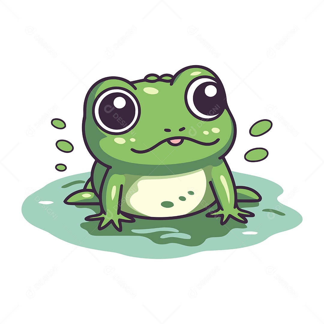 Sapo Fofo de Desenho Animado Ilustração Vetor EPS