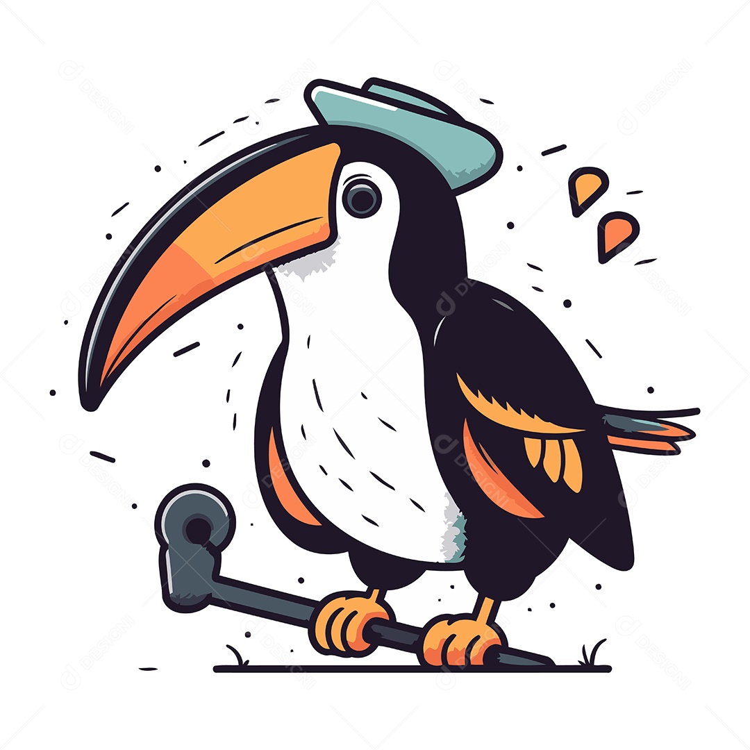 Tucano de Desenho Animado Ilustração Vetor EPS