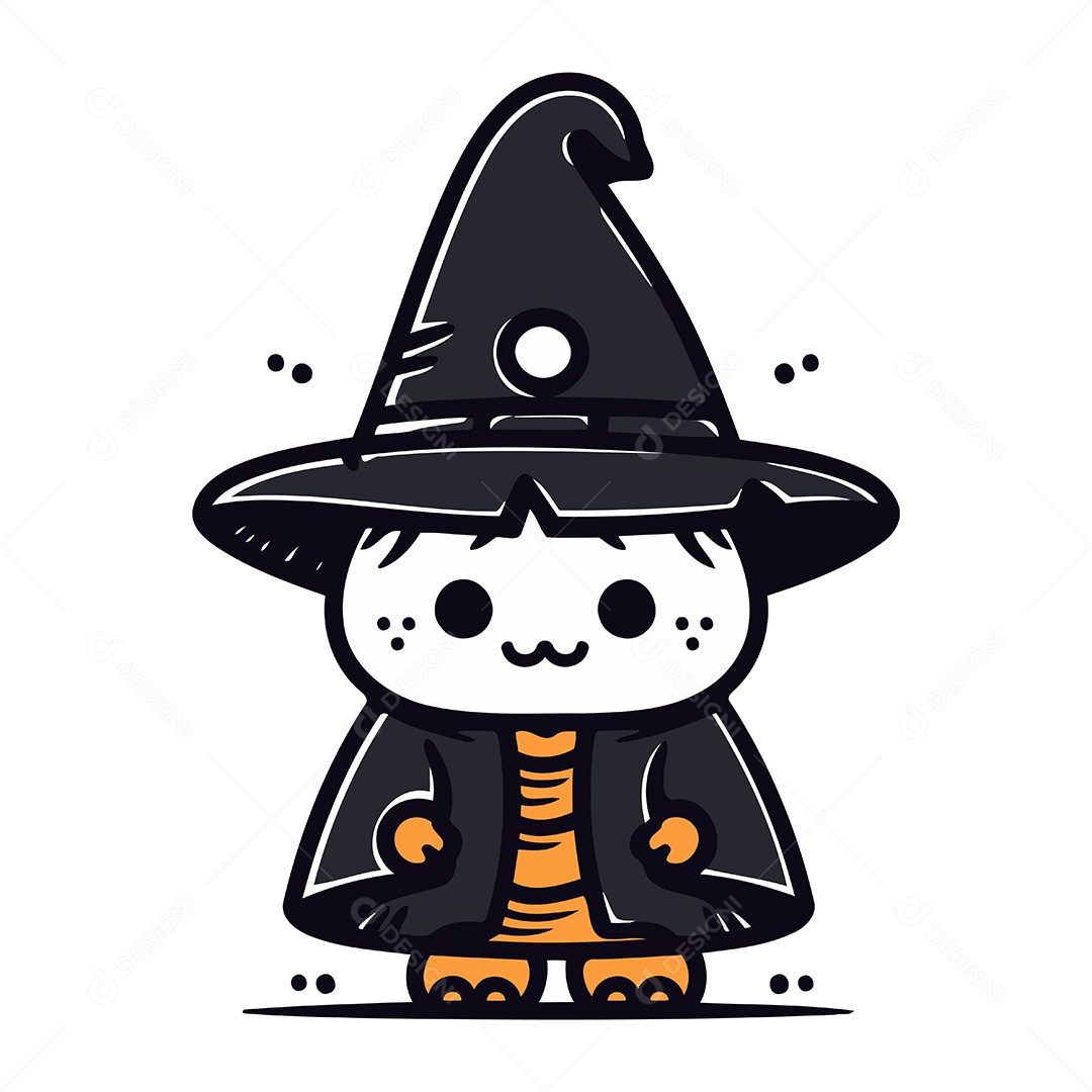 Bruxinha Fofa de Desenho Animado Ilustração Vetor EPS