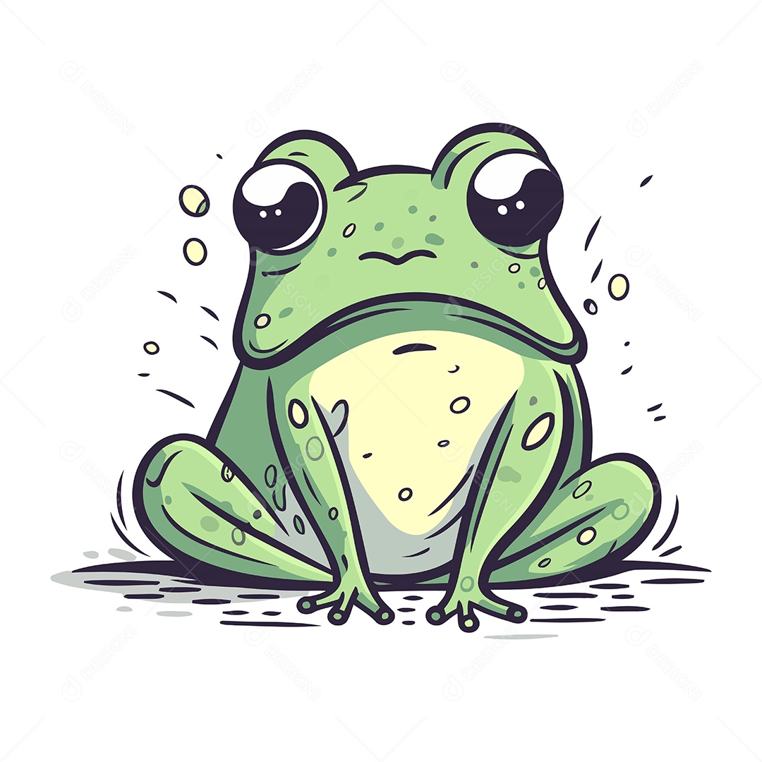 Sapo Fofo de Desenho Animado Ilustração Vetor EPS