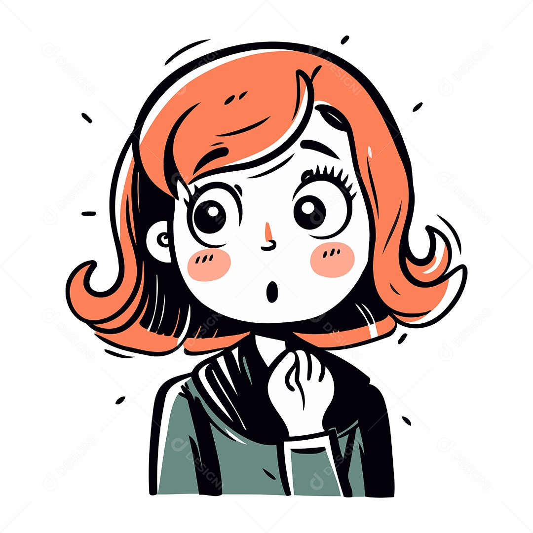 Menina Surpresa de Desenho Animado Ilustração Vetor EPS