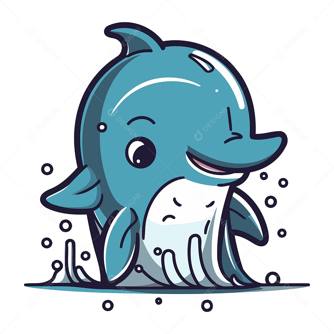 Baleia Fofa de Desenho Animado Ilustração Vetor EPS