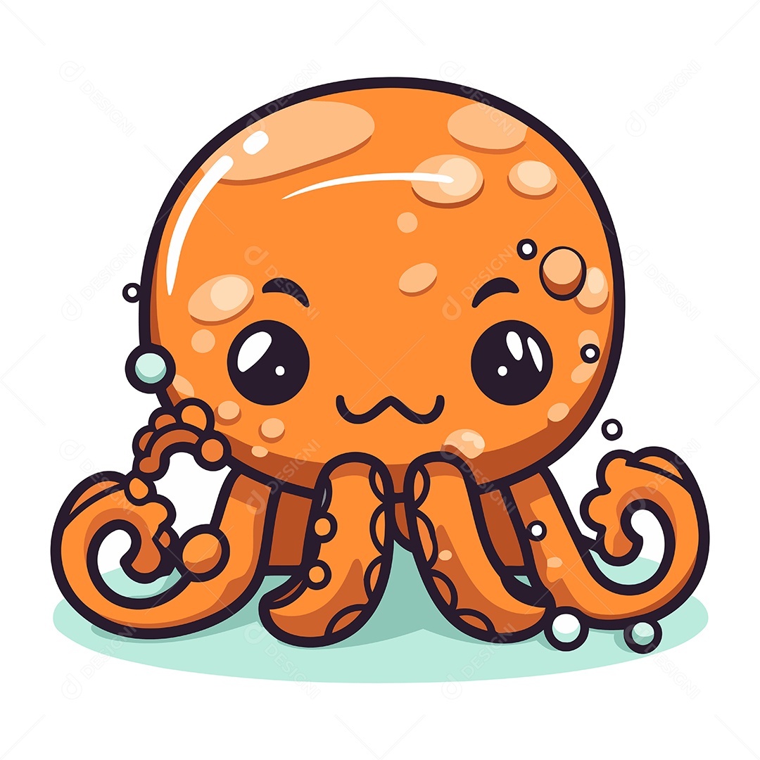 Polvo Fofo de Desenho Animado Ilustração Vetor EPS