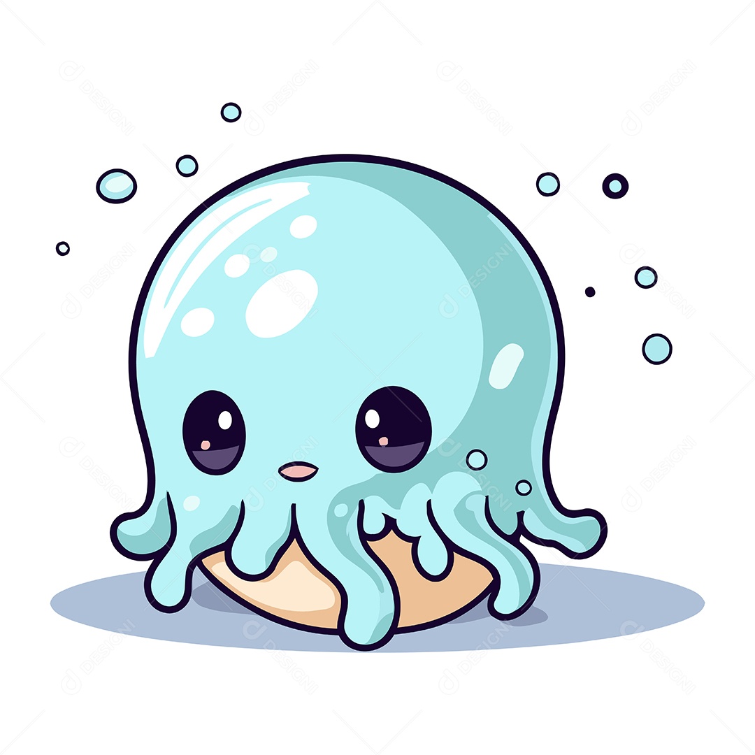 Água Viva Fofa de Desenho Animado Ilustração Vetor EPS