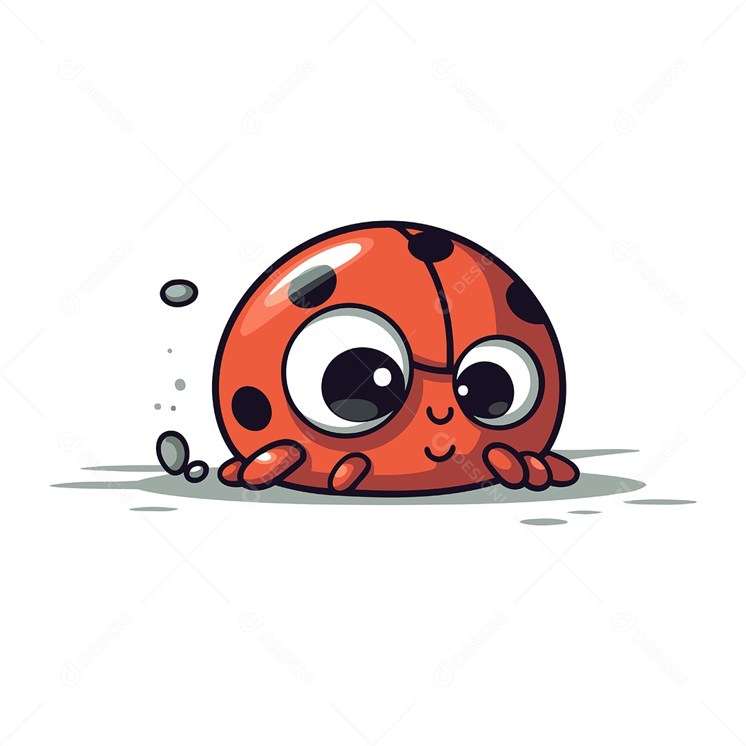 Joaninha Fofa de Desenho Animado Ilustração Vetor EPS