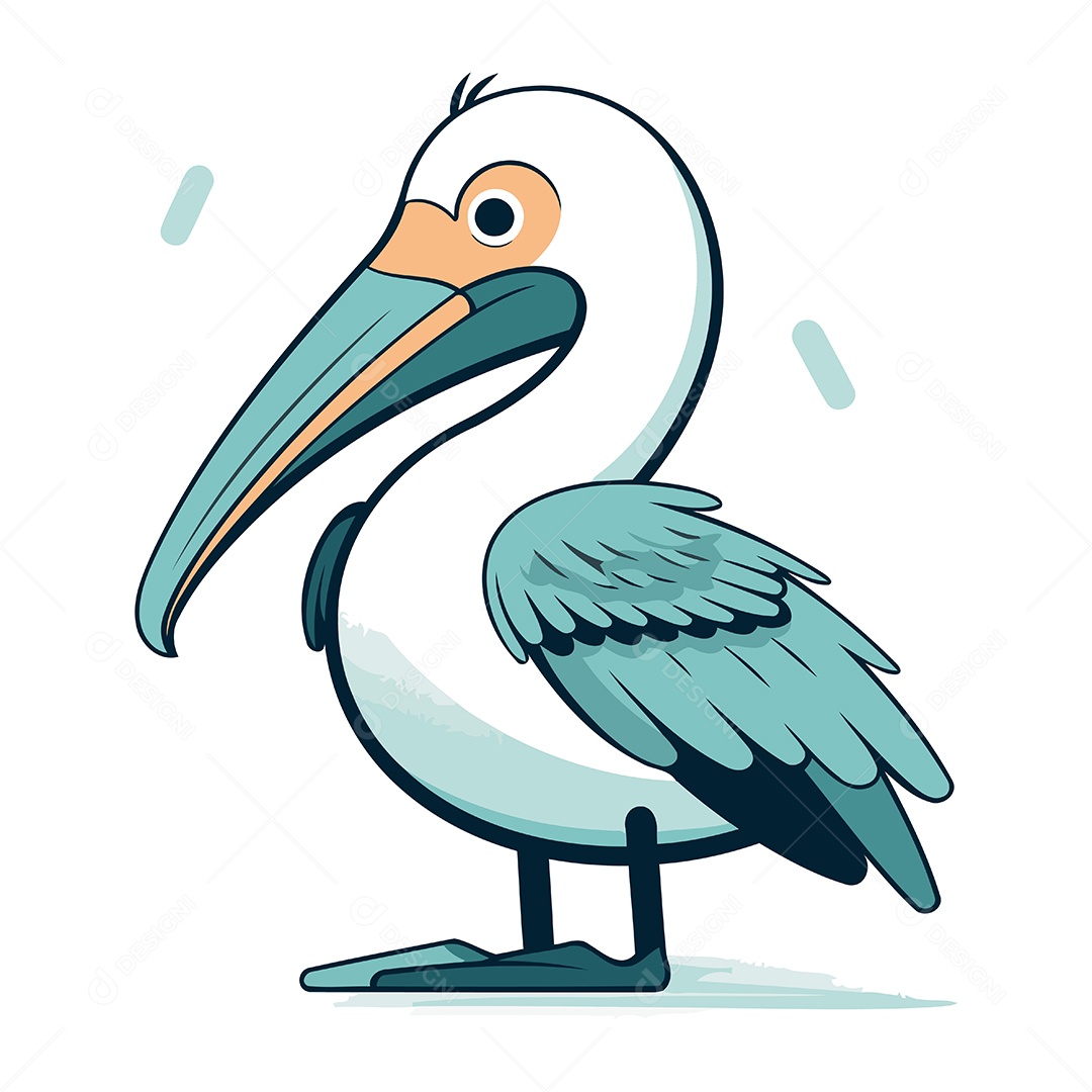 Pelicano de Desenho Animado Ilustração Vetor EPS
