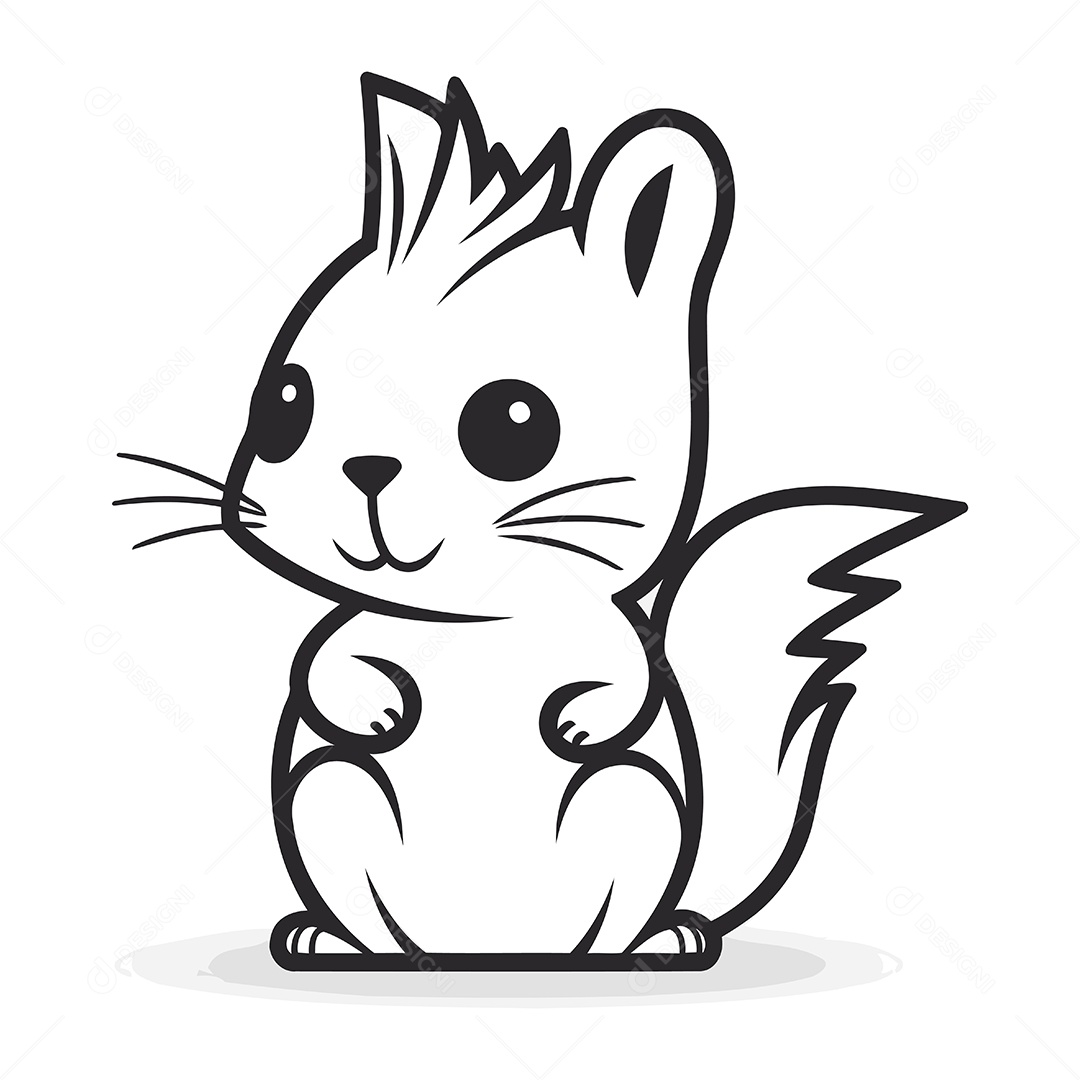 Esquilo Fofo de Desenho Animado Ilustração Vetor EPS