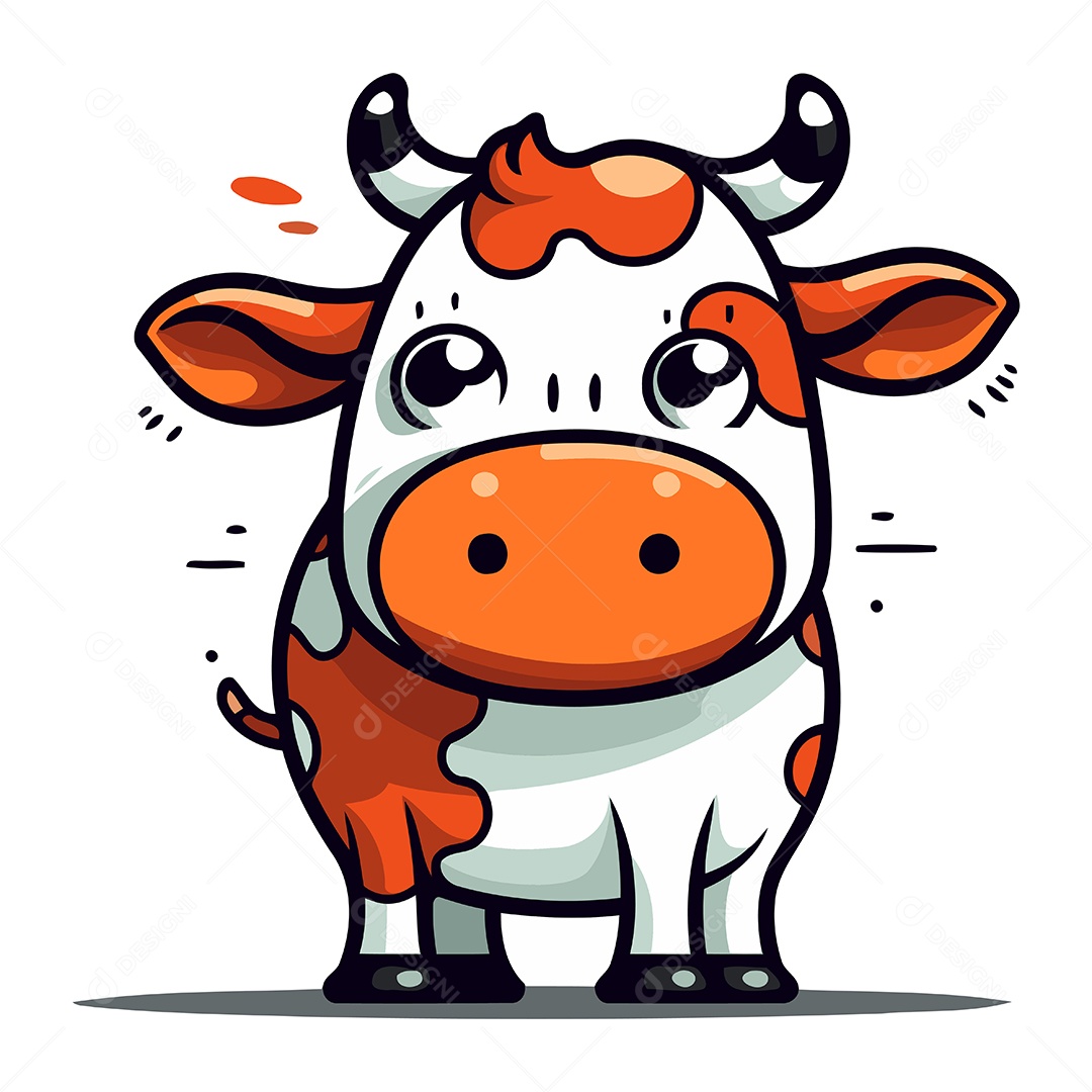 Vaca Fofa de Desenho Animado Ilustração Vetor EPS