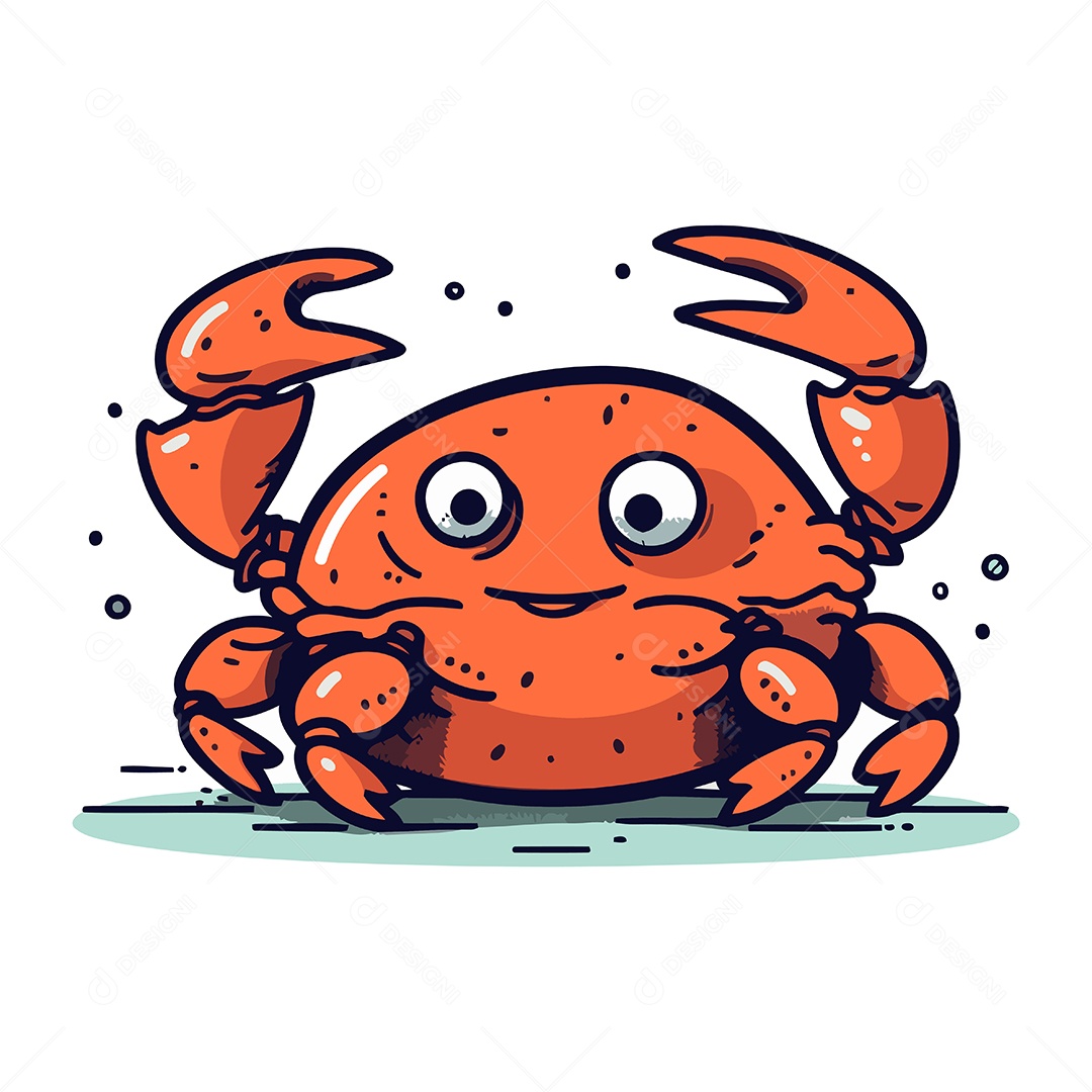 Caranguejo Fofo de Desenho Animado Ilustração Vetor EPS