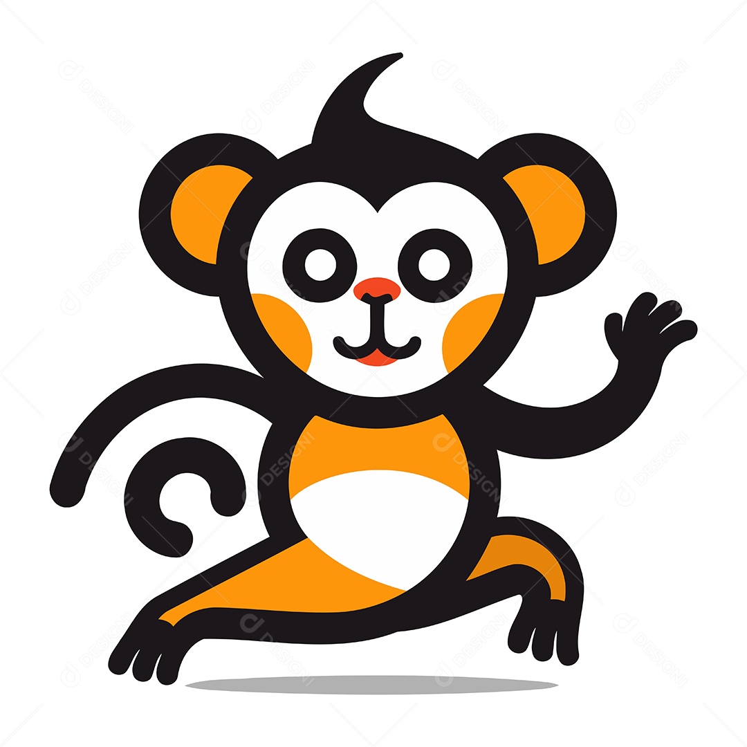 Macaco Fofo de Desenho Animado Ilustração Vetor EPS