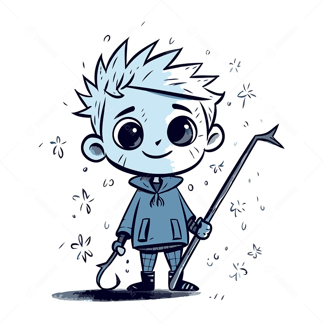 Menino Fofo de Desenho Animado Ilustração Vetor EPS