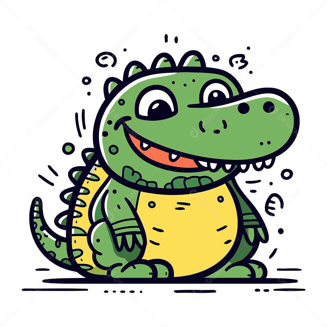 Crocodilo Fofo de Desenho Animado Ilustração Vetor EPS