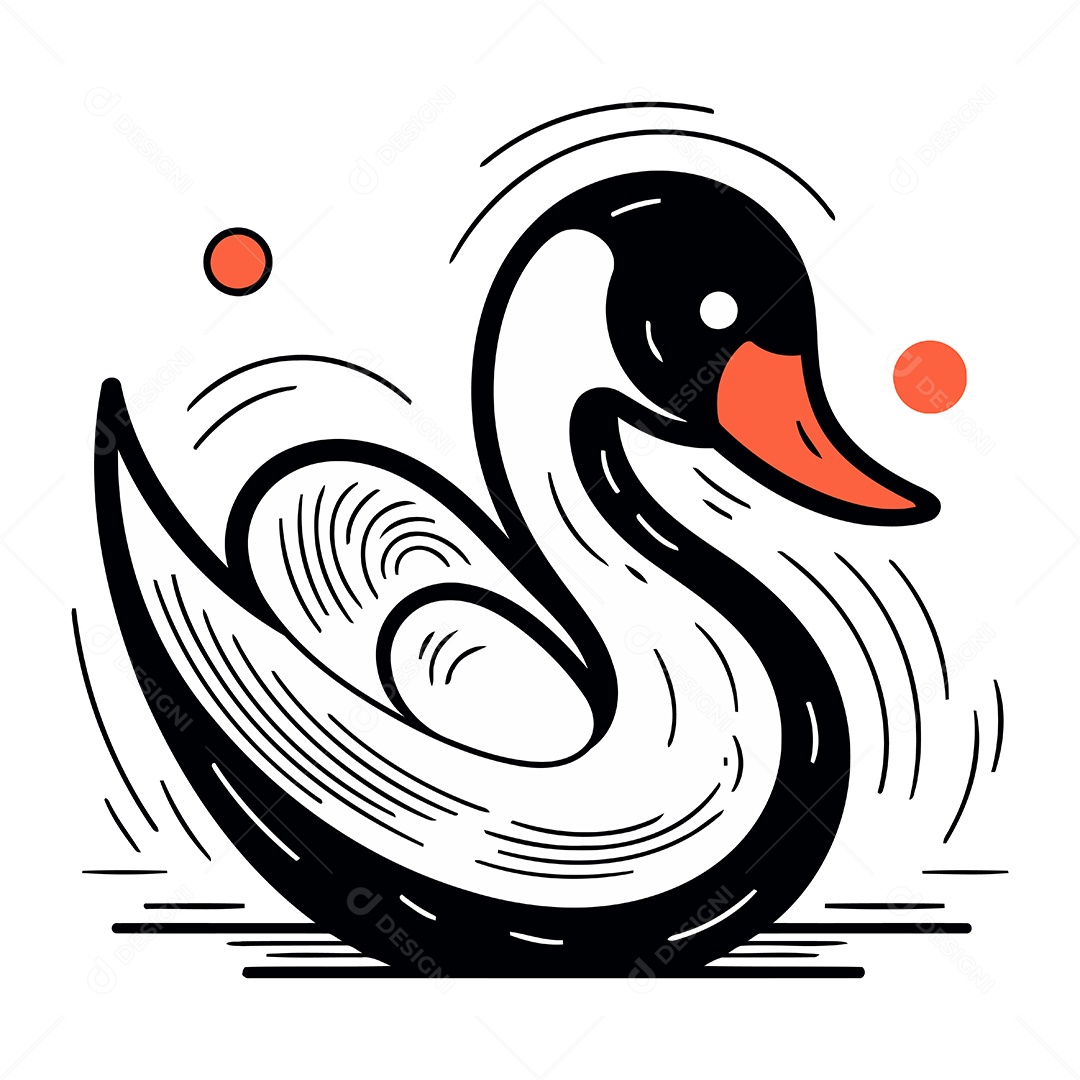 Cisne de Desenho Animado Ilustração Vetor EPS